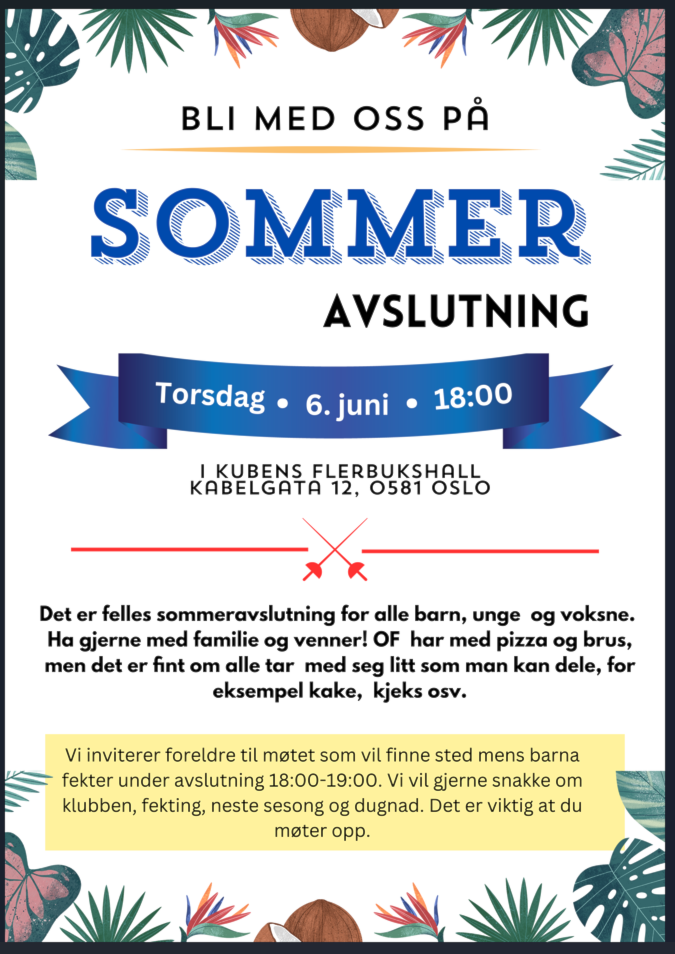 Sommeravslutning den 6 juni 2024, kl 18.00 - ca 20.30
